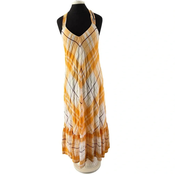 Holding Horses Yellow Plaid Maxi Sun Dress Anthropologie Medium - Picture 2 of 12